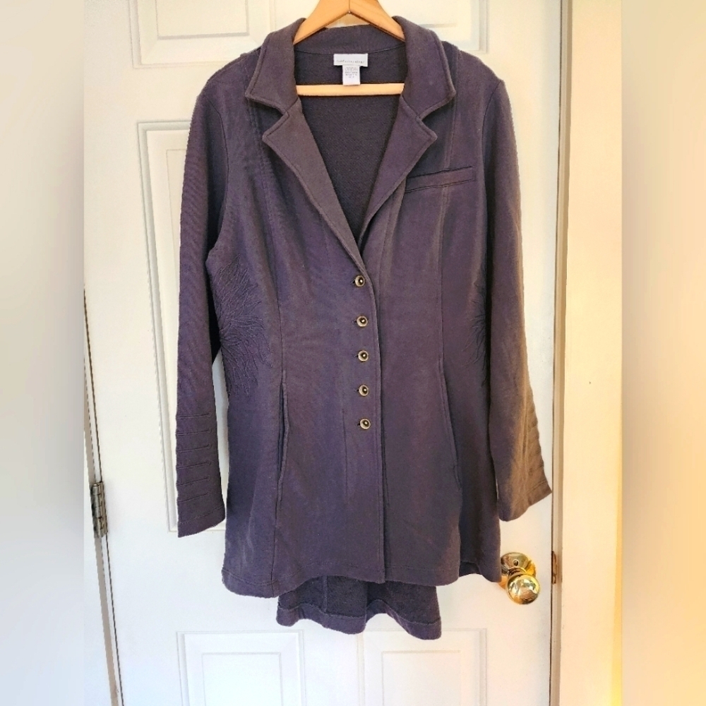 Soft Surroundings Tallulah jacket blazer size L Charcoal military Heritage